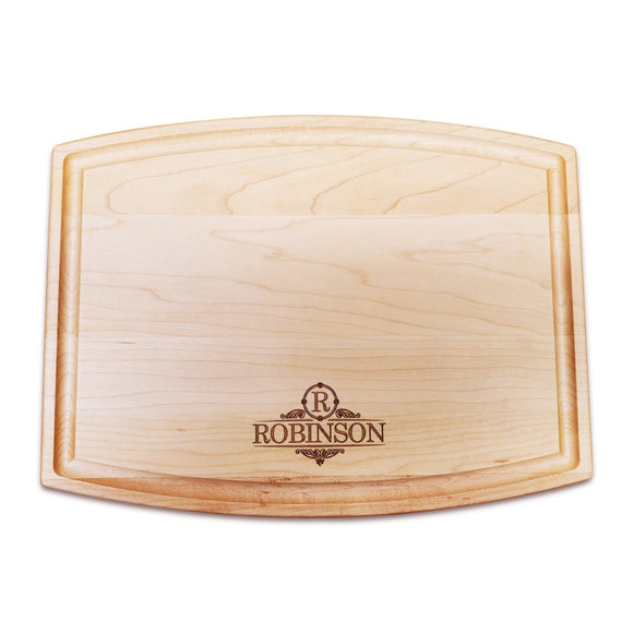 Personalized Arched Maple Cutting Board With Juice Groove (9