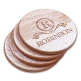 Personalized Maple Wood Coasters (4" round) Monogram Slate Coaster Hailey Home 