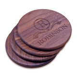 Personalized Walnut Wood Round Coasters (4" round) Monogram Slate Coaster Hailey Home 