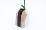 Walnut & Maple Hardwood Geometric Flower Vase Home & Garden Pinwheel White w/Black Stripe 