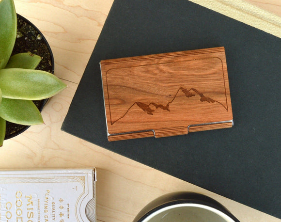 Wooden Business Card Holder - Mountains Gifts Turquoise Lucy 