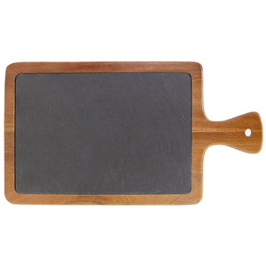 Acacia Wood & Slate Cutting Board With Handle (13 1/4" x 7") Cutting Board Hailey Home 