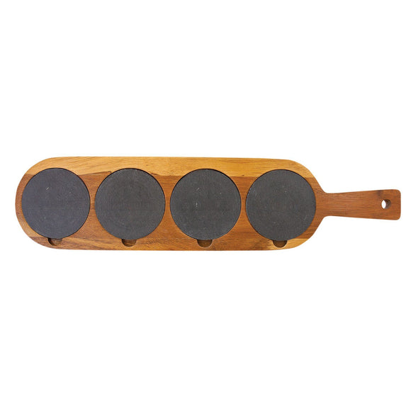 Acacia Wood & Slate Flight Board Drink Tray (18.5