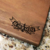 Be Our Guest Banner - Engraved Walnut Cutting Board (11" x 16") Cutting Board Hailey Home 