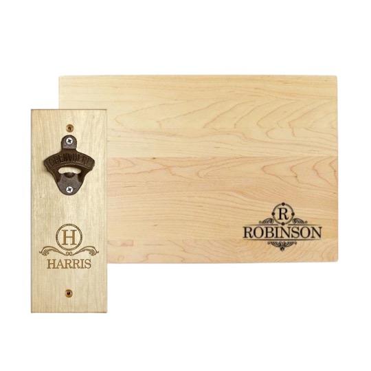 Wedding Bundle - Maple Cutting Board + Bottle Opener Cutting Board Hailey Home 