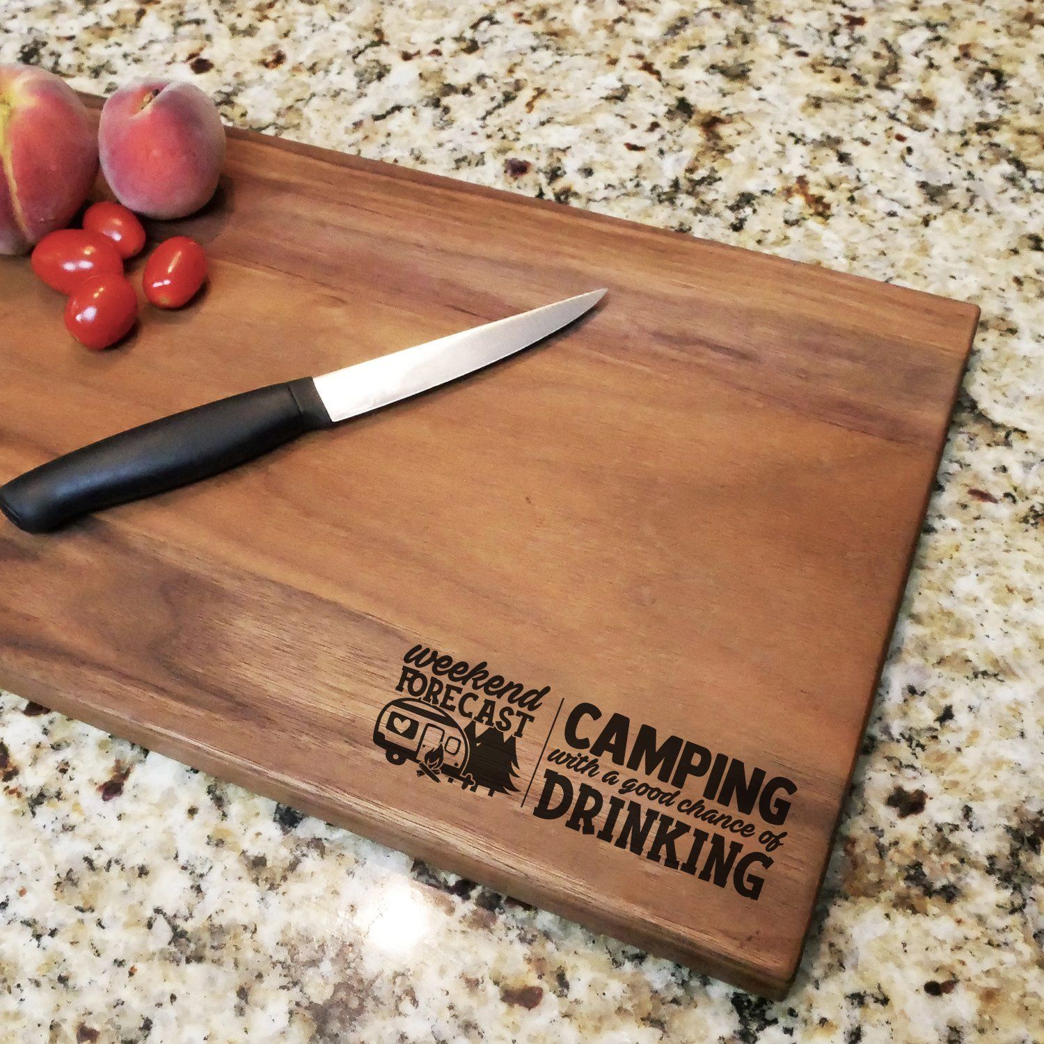 Camping Forecast - Engraved Walnut Cutting Board – Hailey Home