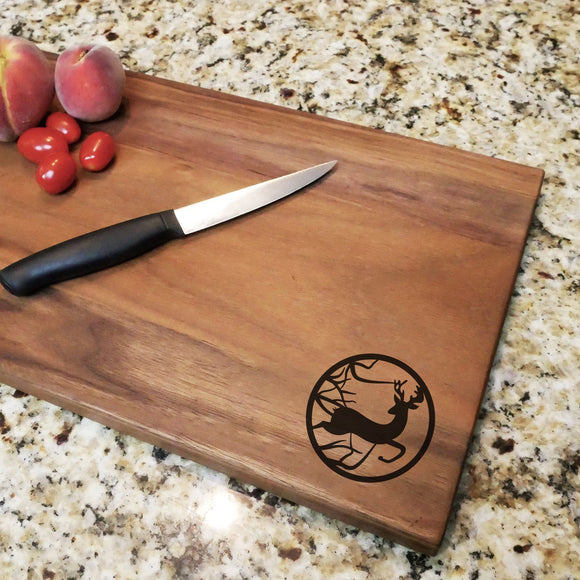 Deer Scene - Engraved Walnut Cutting Board (11