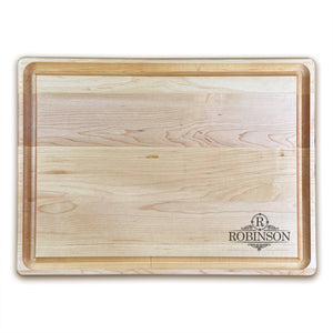 Extra Large Personalized Maple Chopping Block With Juice Grooves (15" x 20") Cutting Board Hailey Home 