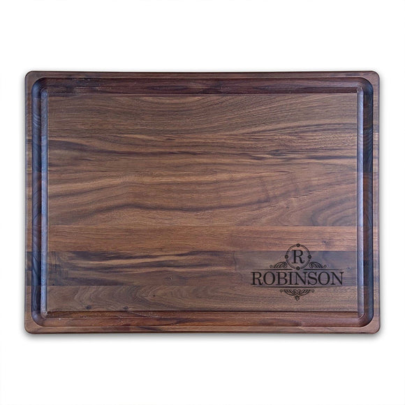 Chopping Block Customized Large Personalized Walnut Chopping Block With Juice Grooves – Hailey Home