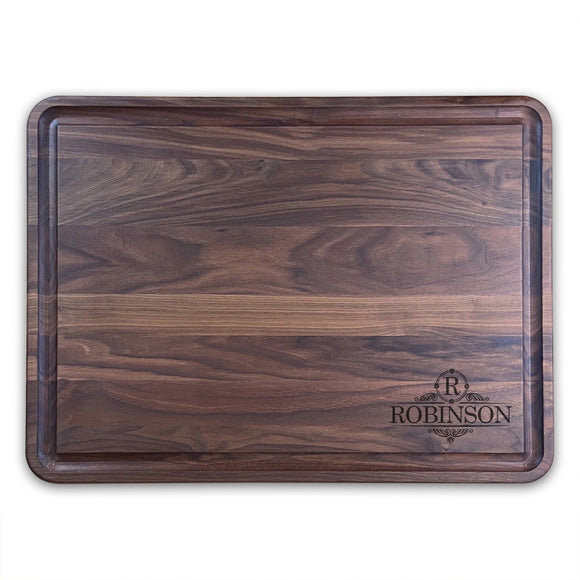 Extra Large Personalized Walnut Chopping Block With Juice Grooves (18