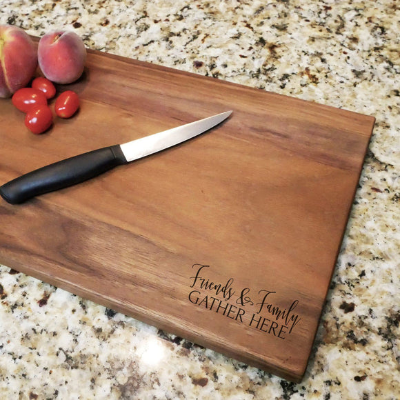 Friends & Family Gather Here - Engraved Walnut Cutting Board (11
