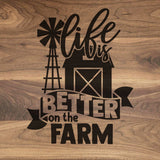 Life Is Better On The Farm - Walnut Cutting Board (11" x 16") Cutting Board Hailey Home 