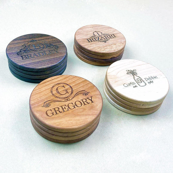 Matching Wood Coaster Set - 15% OFF (Wood Type & Monogram Will Match Your Cutting Board) Monogram Slate Coaster Hailey Home 