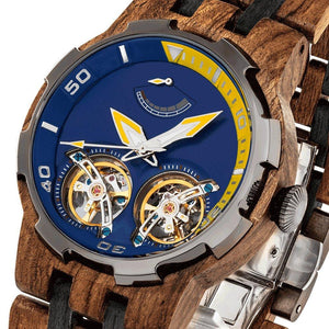 Men's Dual Wheel Automatic Ambila Wood Watch Watches Violet Millie 