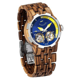 Men's Dual Wheel Automatic Zebra Wood Watch Watches Violet Millie 