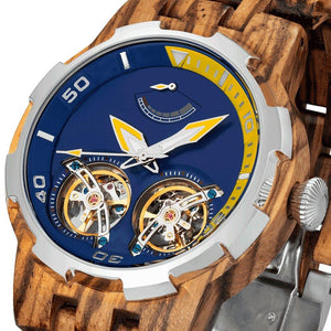 Men's Dual Wheel Automatic Zebra Wood Watch Watches Violet Millie 