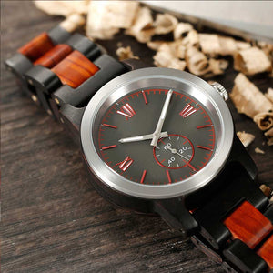 Men's Handcrafted Ebony/Rose Wood Watch Watches Violet Millie 