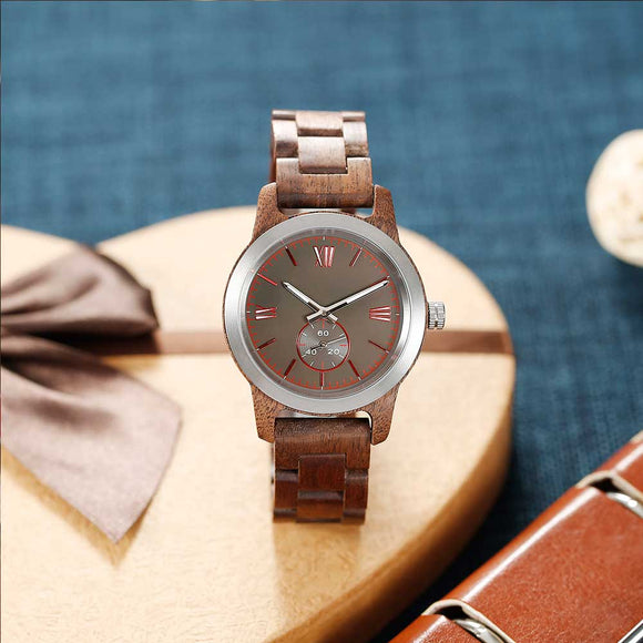 Men's Handcrafted Walnut Wood Watch Watches Violet Millie 