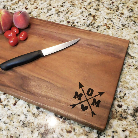 Mom Crossed Arrows - Walnut Cutting Board (11