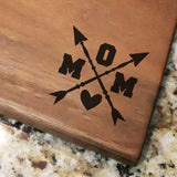 Mom Crossed Arrows - Walnut Cutting Board (11" x 16") Cutting Board Hailey Home 