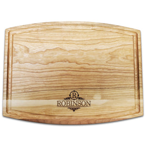 Personalized Arched Cherry Cutting Board With Juice Groove (9" x 12") Cutting Board Hailey Home 