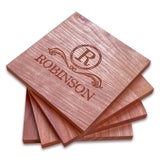 Personalized Cherry Wood Coasters (4" square) Monogram Slate Coaster Hailey Home 