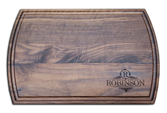 Personalized Large Walnut Cutting Board With Juice Groove - 10.5