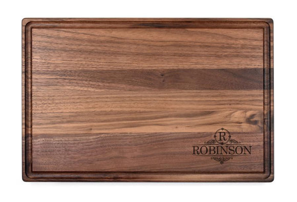 Monogram Cutting Board Poem Design Color: Walnut, Size: 15 W x 20 L