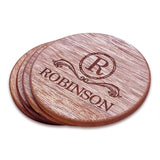 Personalized Mahogany Wood Coasters (4" round) Monogram Slate Coaster Hailey Home 