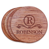 Personalized Mahogany Wood Coasters (4" round) Monogram Slate Coaster Hailey Home 