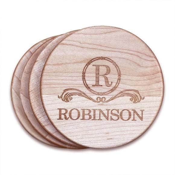 Personalized Maple Wood Coasters (4