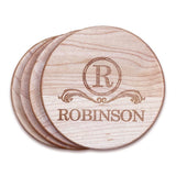 Personalized Maple Wood Coasters (4" round) Monogram Slate Coaster Hailey Home 