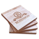 Personalized Maple Wood Coasters (4" square) Monogram Slate Coaster Hailey Home 