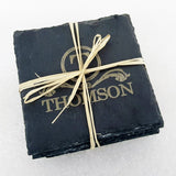Personalized Rustic Slate Coaster Set (4" x 4") Monogram Slate Coaster Hailey Home 