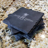 Personalized Rustic Slate Coaster Set (4" x 4") Monogram Slate Coaster Hailey Home 