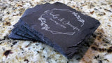 Personalized Rustic Slate Coaster Set (4" x 4") Monogram Slate Coaster Hailey Home 