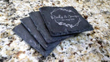 Personalized Rustic Slate Coaster Set (4" x 4") Monogram Slate Coaster Hailey Home 
