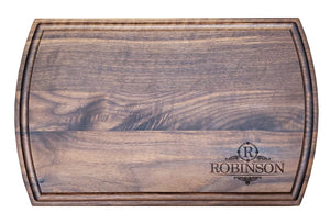 Personalized Walnut Cutting Board With Arched Sides And Juice Groove (10.5" x 16") Cutting Board Hailey Home 