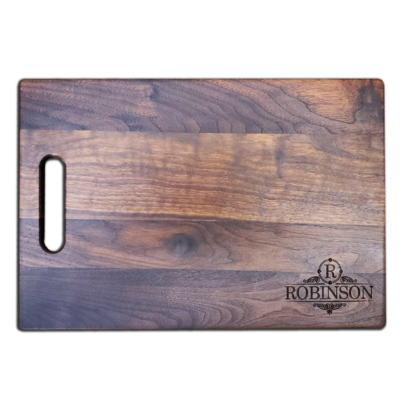 Personalized Walnut Cutting Board With Handle (11