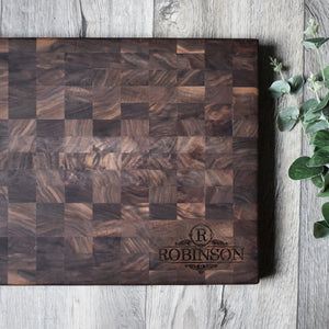 Personalized Walnut End Grain Chopping Block (14" x 18") Cutting Board Hailey Home 