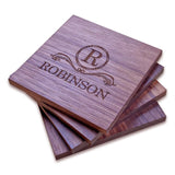 Personalized Walnut Wood Coasters (4" square) Monogram Slate Coaster Hailey Home 