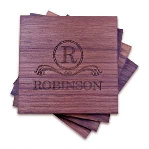 Personalized Walnut Wood Coasters (4" square) Monogram Slate Coaster Hailey Home 