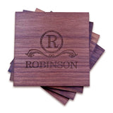 Personalized Walnut Wood Coasters (4" square) Monogram Slate Coaster Hailey Home 