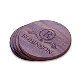 Personalized Walnut Wood Round Coasters (4" round) Monogram Slate Coaster Hailey Home 