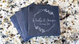 Set of 8 Celebration Date Monogram Engraved Slate Coasters 4" x 4" Monogram Slate Coaster Hailey Home 