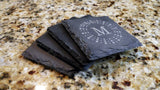 Set of 8 Dots Monogram Engraved Slate Coasters 4" x 4" Monogram Slate Coaster Hailey Home 