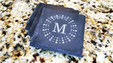 Set of 8 Dots Monogram Engraved Slate Coasters 4" x 4" Monogram Slate Coaster Hailey Home 