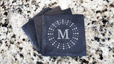 Set of 8 Dots Monogram Engraved Slate Coasters 4" x 4" Monogram Slate Coaster Hailey Home 