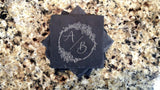 Set of 8 Double Initial Monogram Engraved Slate Coasters 4" x 4" Monogram Slate Coaster Hailey Home 