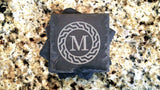 Set of 8 Geometric Monogram Engraved Slate Coasters 4" x 4" Monogram Slate Coaster Hailey Home 